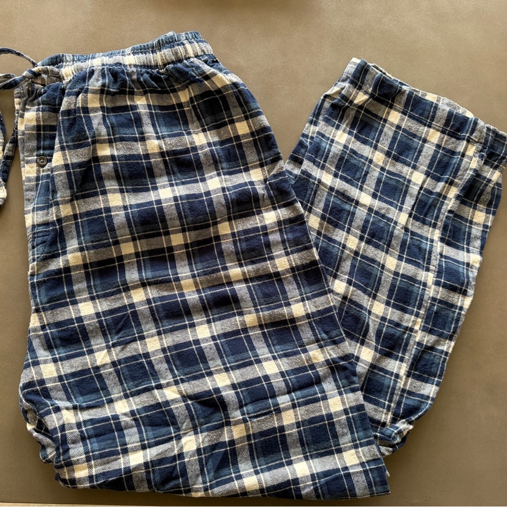 Ralph Lauren Blue & White Plaid Flannel Pajama Pants Sleepwear XL 40-42
